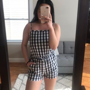 Cute Gingham Print Romper